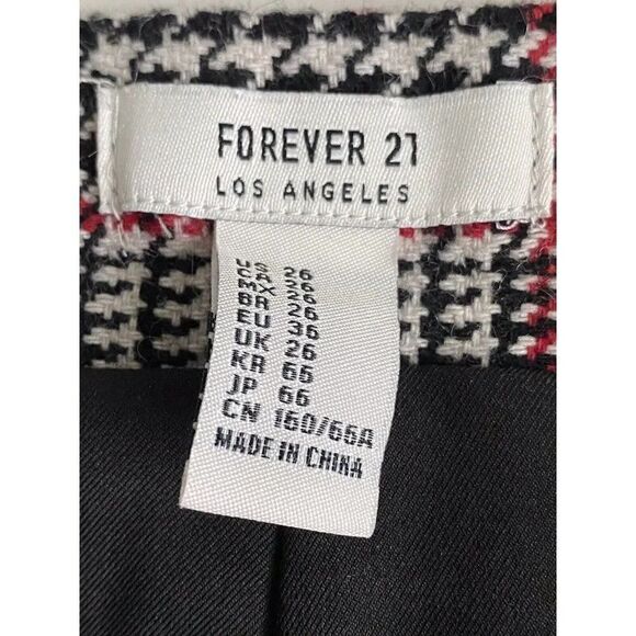 Forever 21 Juniors Sz 26 Mini Skirt Multicolor Houndstooth Plaid With Pockets - Picture 2 of 8